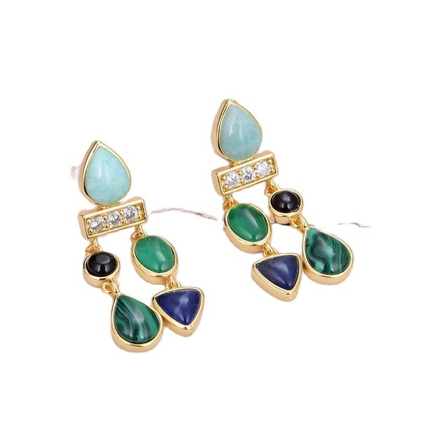 

guaiguai jewelry amazonites malachites sodalites agates onyx dangle stud earrings handmade for women real gems stone lady fashion jewellry, Silver