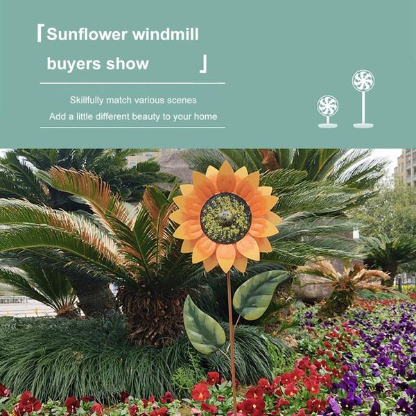 

garden decorations sunflower dual spinning stake windmill outdoor patio decoration