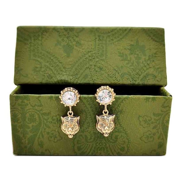 

earrings new simple zircon brass female silver needle, Golden