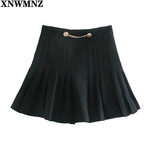 

women pleated bermuda skort mini skirt chic high waist a-line s ladies vintage invisible zipper harajuku black 210520