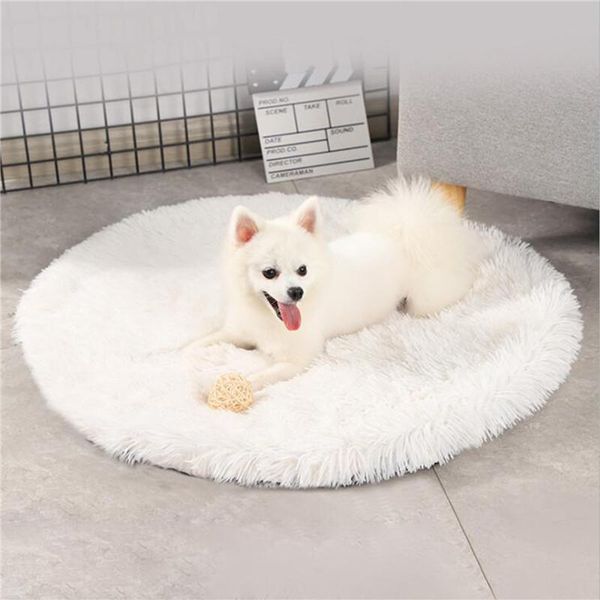 

kennels & pens round dog bed mat long plush cat blanket comforter fluffy cushion warm house pad for small medium large dogs cats