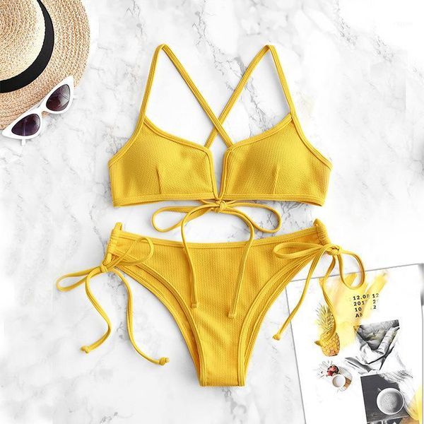 

lace-up bikini style push-up facility v-neck swimsuit women's beach suit swimwear, White;black