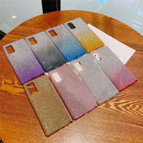 Farbverlaufs-Glitzerhüllen für iPhone 12 Pro Max Mini 11 Samsung S20 Ultra S21 A51 A71 Handyhülle Anti-Fall-Schutzhülle