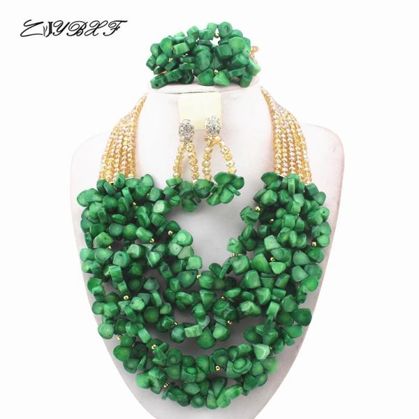 

earrings & necklace fashion champagne with green coral beads necklaces nigerian african wedding jewelry set hd8222, Silver