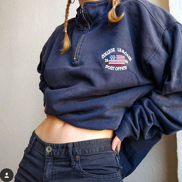 

women's hoodies & sweatshirts cotton vintage american printing letter cut-out casual female sweatshirt zip-up for the collar streetwear, Black