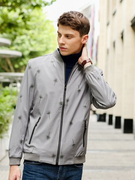 

men dandelion print bomber jacket 09wj#, Black;brown