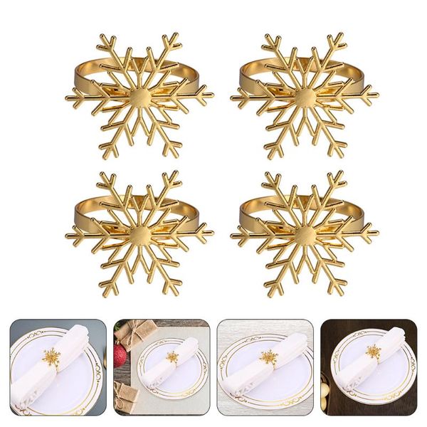 

napkin rings 4pcs adorable christmas creative snowflake (golden)