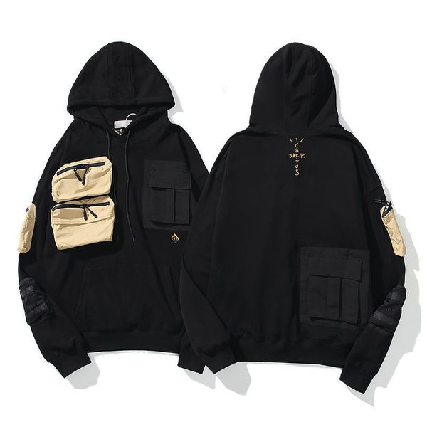 

travis scott cactus jackhoodie joint small multi-pocket design hoodiestc1, Black