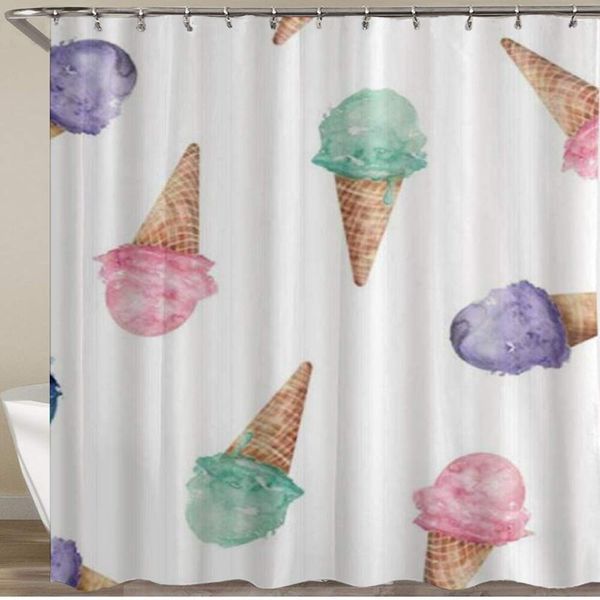 

shower curtain,ice cream cone colorful delicious,polyester fabric waterproof bath curtains hooks included - 72 x 72 inches
