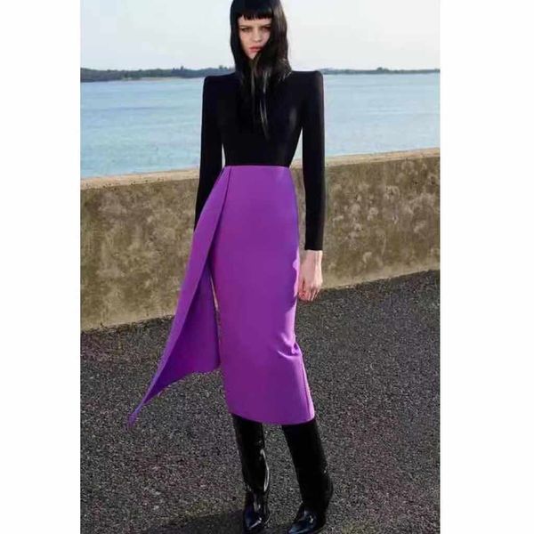 

casual dresses autumn full sleeve purple patchwork mid bodycon bandage vintage elegant evening party 15u6, Black;gray