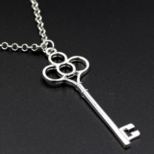 

key necklace large alloy pendant charm long layering modern everyday jewelry memory necklaces, Silver