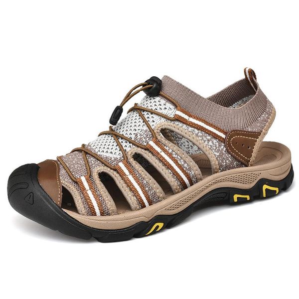 

sandals men's summer shoes 2021 breathable leather fashion casual for man slip-on driving, Black