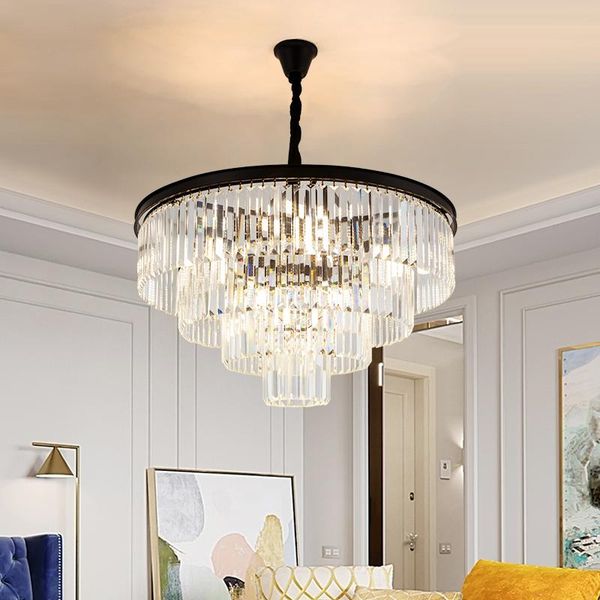 

pendant lamps modern american lustre k9 crystal e14 led pendnat light living room round mablack gold metal hanging lamp indoor lighting