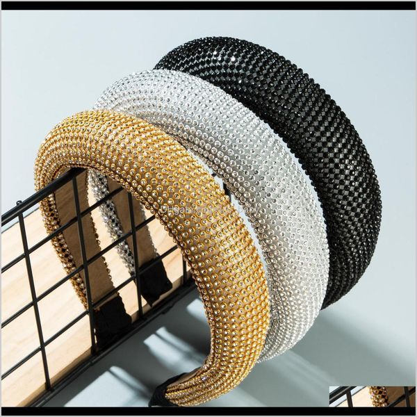 

headbands jewelry drop delivery 2021 rhinestone wide edge super flash full diamond hair womens creative sponge head band za x8q5f, Silver