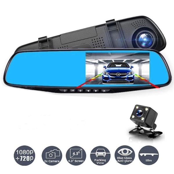 

4.3 inch driving recorder hd 1080p front and rear dual camera car dvr dvrs