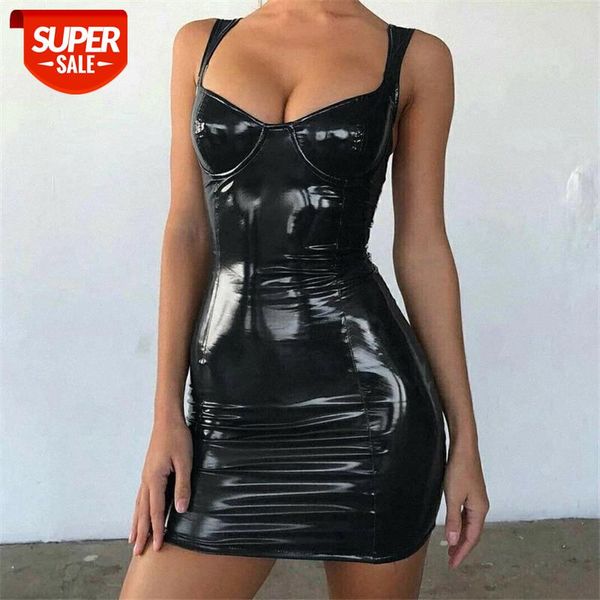 

women backless club party short dress solid black wet look latex bodycon faux leather push up bra mini micro leotard #pk5t, White;black