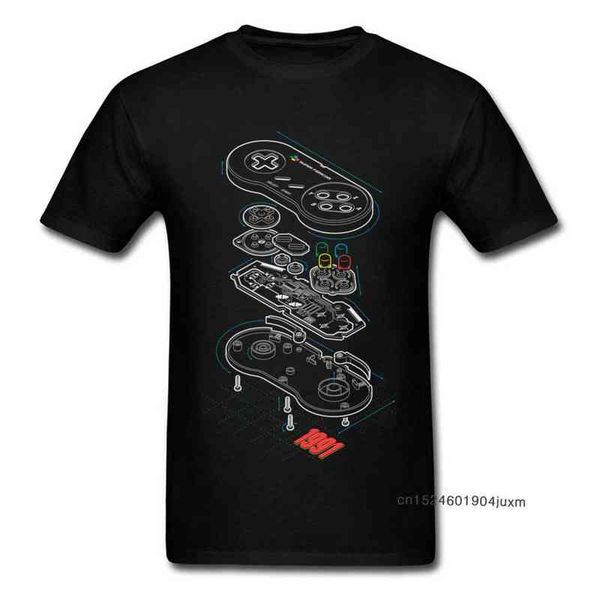 

custom t-shirt gamer t shirt men controller anatomy tees hip hop streetwear students arcade tshirt black clothes cotton y220214, White;black