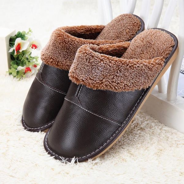 

slippers men home winter warm plush thick bottom floor indoor soft anti-slip folck mules size 50 shoes 2021, Black