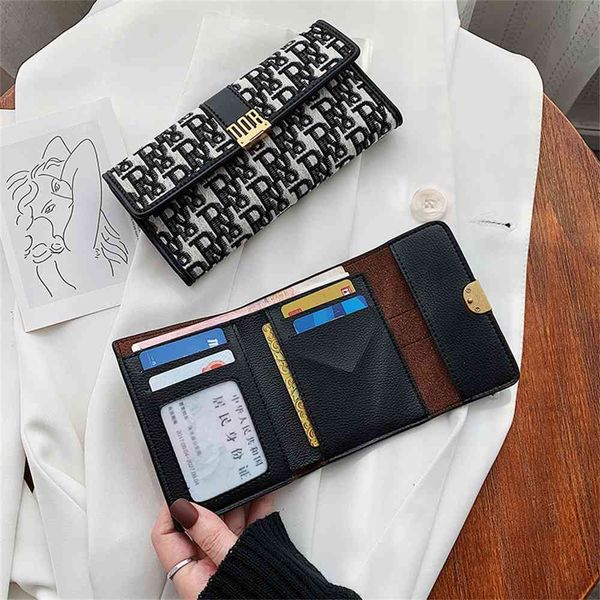 

new women's wallet book folding short printing multi card bag, Red;black