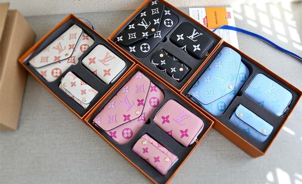 

#13;lv louis vitton pochette felicie strap shoulder bags 4pcs designers purses wallet women fashion messenger bag crossbody vutton ladie