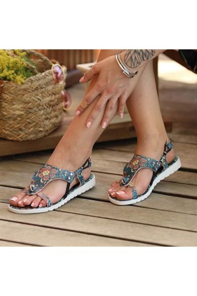 

sandals flower themed custom design, Black