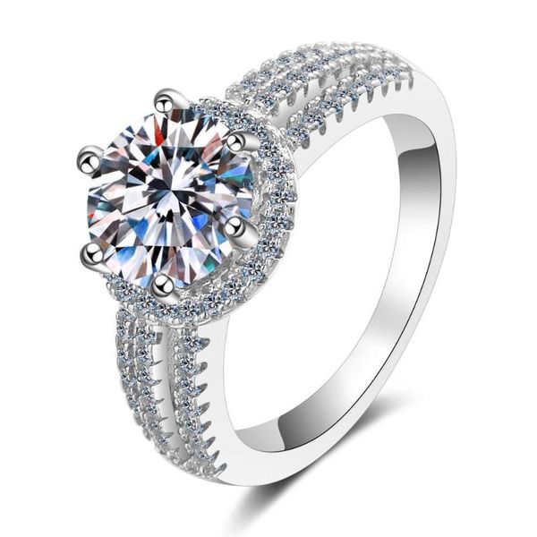 

cluster rings anziw 925 sterling silver moissanite diamond 2.0ct luxury engagement ring for women jewelry gifts, Golden;silver