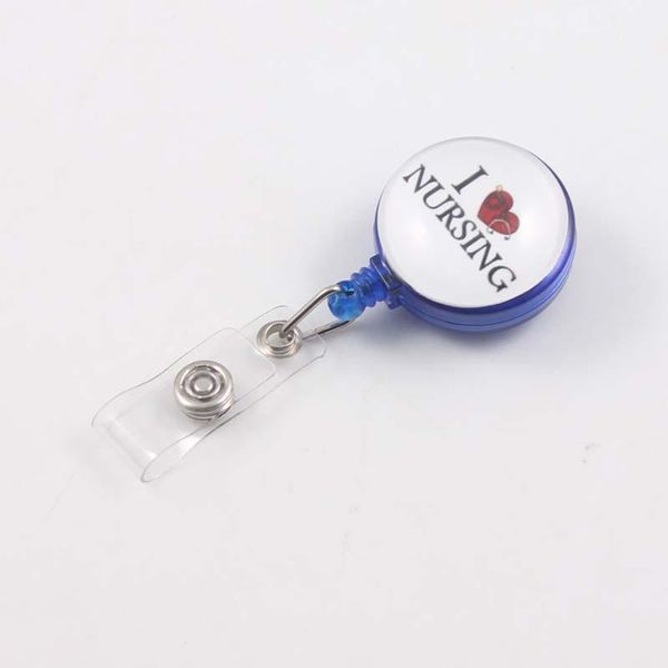 

keychains design 1 piece love heart fashion retractable badge holder clip students name id card, Silver