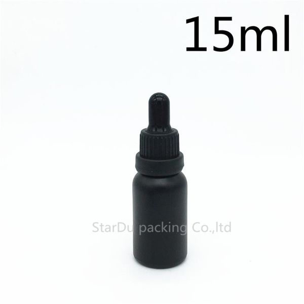 

storage bottles & jars 200pcs/lot 15ml black frosted glass essential oil bottle with tamper evident dropper perfume