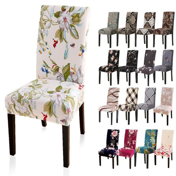 

chair covers printed elastic stretch cover spandex dinning room kitchen slipcovers protector for wedding banquet party1/2/4/6pcs