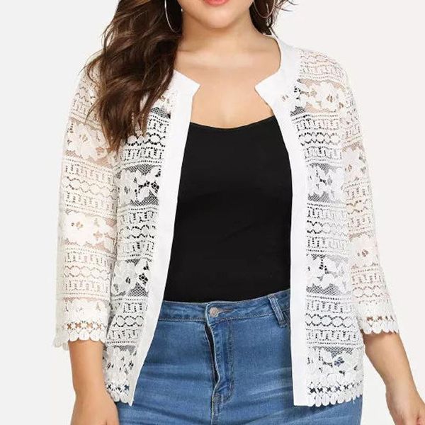 

women's blouses & shirts plus size bust women ladies white lace blouse summer cardigan coat black crochet female clothing shirt 83f
