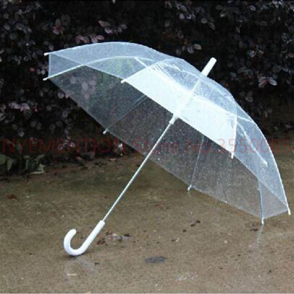 

umbrellas 50pcs transparent clear pvc long handle rainproof umbrella