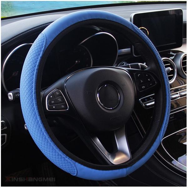 

steering wheel covers 3d sandwich stereo cover breathable general automobile leather non-slip auto parts