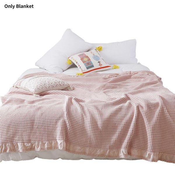 

blankets office cotton blend lace travel foldable portable waffle adults soft for sofa bed summer towel blanket home use living room