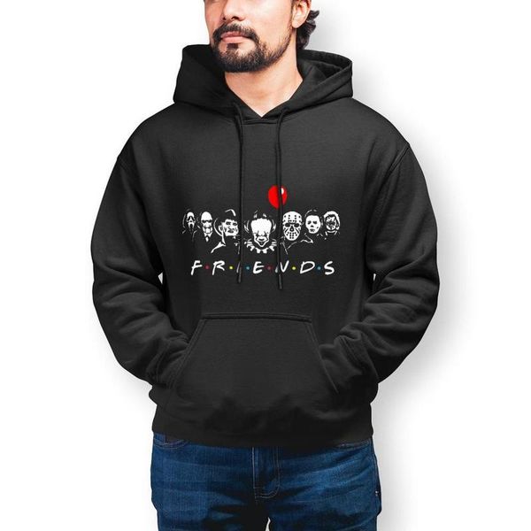 

men's hoodies & sweatshirts friends halloween hoodie pennywise jason voorhees horror stylish long length cotton men winter loose pullov, Black