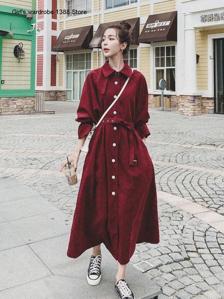 

casual dresses dress women's spring autumn long sleeve 2021 korean version waist closing thin temperament light mature style shirt, Black;gray