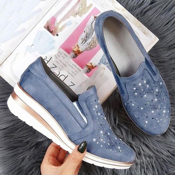 

woman spring autumn loafer light weight platform casual shoes rhinestone shining women silver color dress, Black