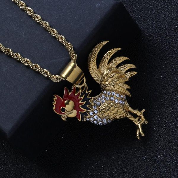 

pendant necklaces bling iced out animal stainless steel crystal pendants&necklace men women hip hop jewelry gift sn221, Silver