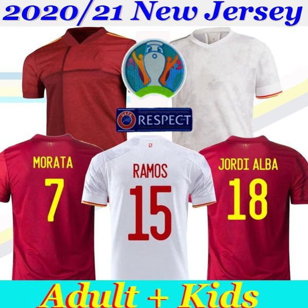 

men's casual shirts 2021 spain soccer jersey spainsh paco morata a.iniesta pique thiago 20 21 european cup kids kit alcacer sergio alba, White;black