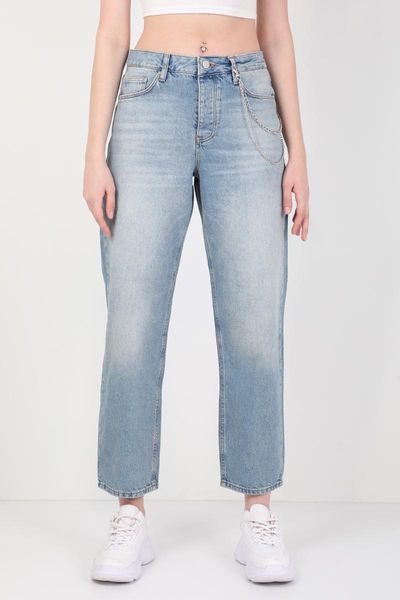 

women's jeans blue chained flare jean pants