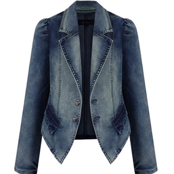 

women's jackets fashion femal large size denim jacket shrink waist slimming long sleeve suit coat women autumn winter jeans kpop, Black;brown