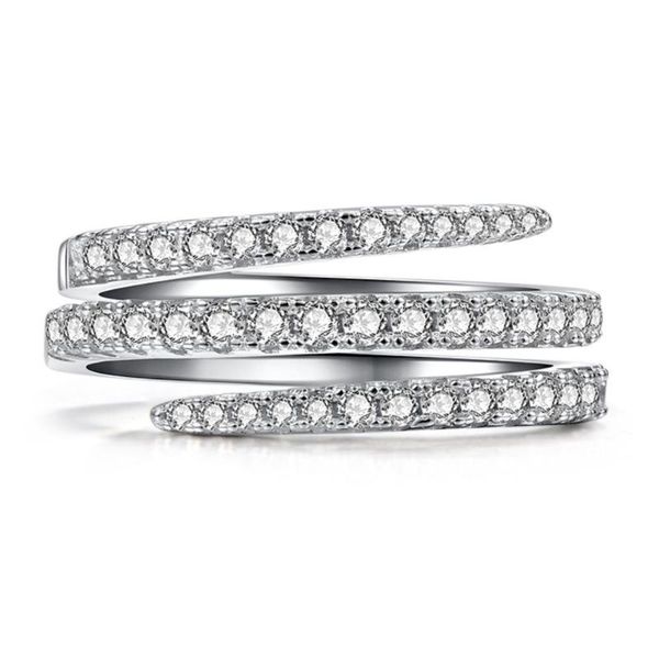 

cluster rings ricki spiral ring women bridal crystal elegant engagement wedding band size 5 - 10 valentine's day gifts for lover, Golden;silver