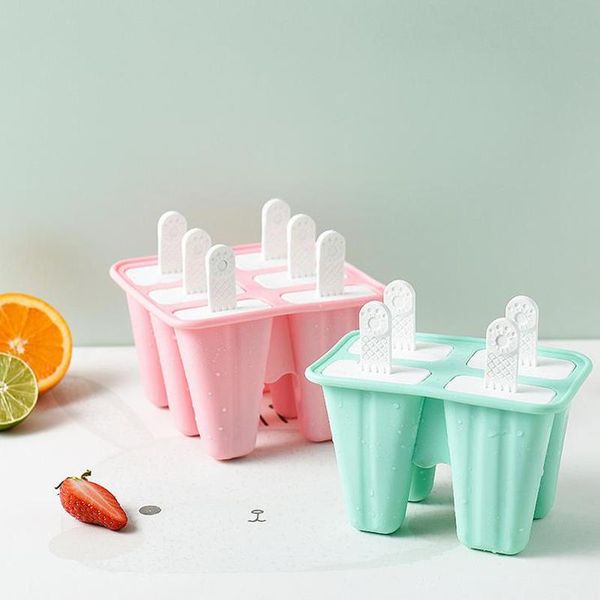 

4/6 grid summer popsicle mould grade silicone ice cream maker lolly for party sticks silicon mold baking moulds