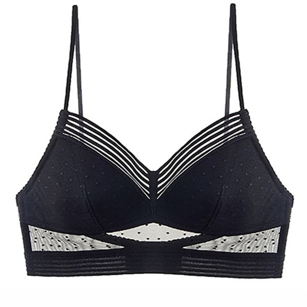 Низкая сексуальная спина Bralette Ladies u без обратного невидимого кружевного лифчика в горошек сетка Ультра тонкого нижнего нижнего белья женского нижнего нижнего белья.