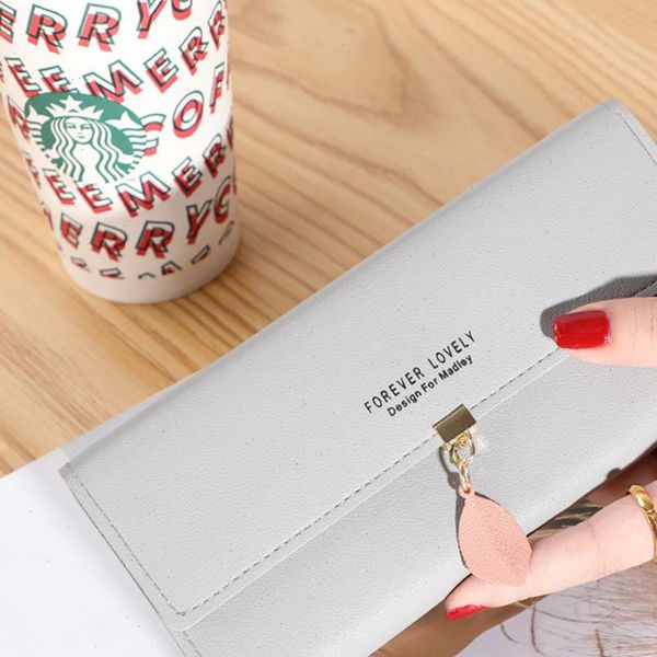 

women pu leather wallets female long purses money bags leaf phone pocket ladies wallet card holder clutch mujer, Red;black