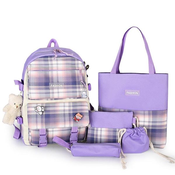 

school bags 5 pcs set women's backpack kawaii for girls mochila