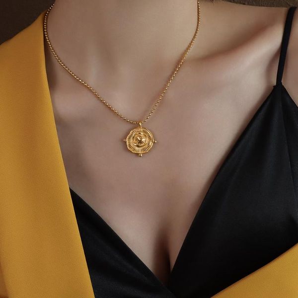 

pendant necklaces european and american style irregular geometry square tortoise necklace women titanium steel 18k gold, Silver