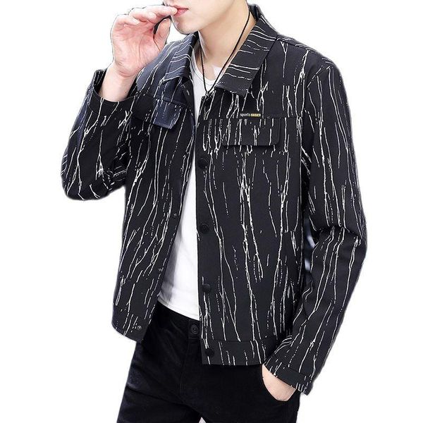 

men's jackets spring and autumn long-sleeved jacket youth loose workwear clothing, Black;brown