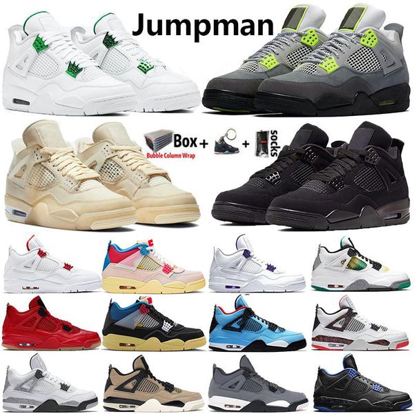 

2021 jumpman 4 4s white sail guava noir neon black cat mens basketball shoes bred travis scotts court purple trainers sports sneakers size13