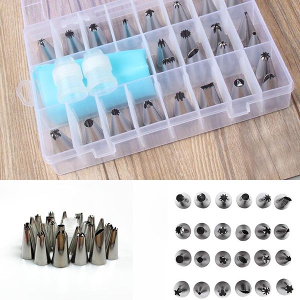 

baking & pastry tools 27pcs russian icing piping nozzles stainless steel decorating tip cake cupcake decorator rose accessories kitchen gage