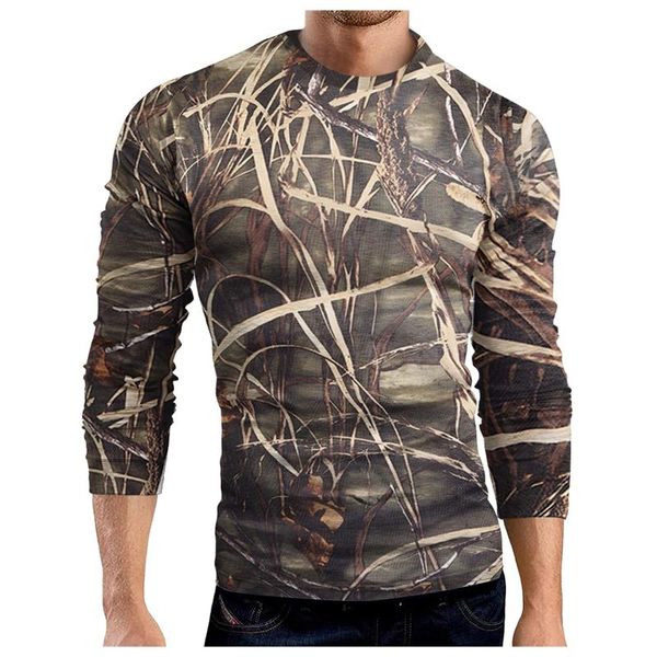

men's t-shirts feitong camouflage slim fit men t-shirt breathable sports tight-fitting long-sleeved tshirt quick-drying fitness top, White;black